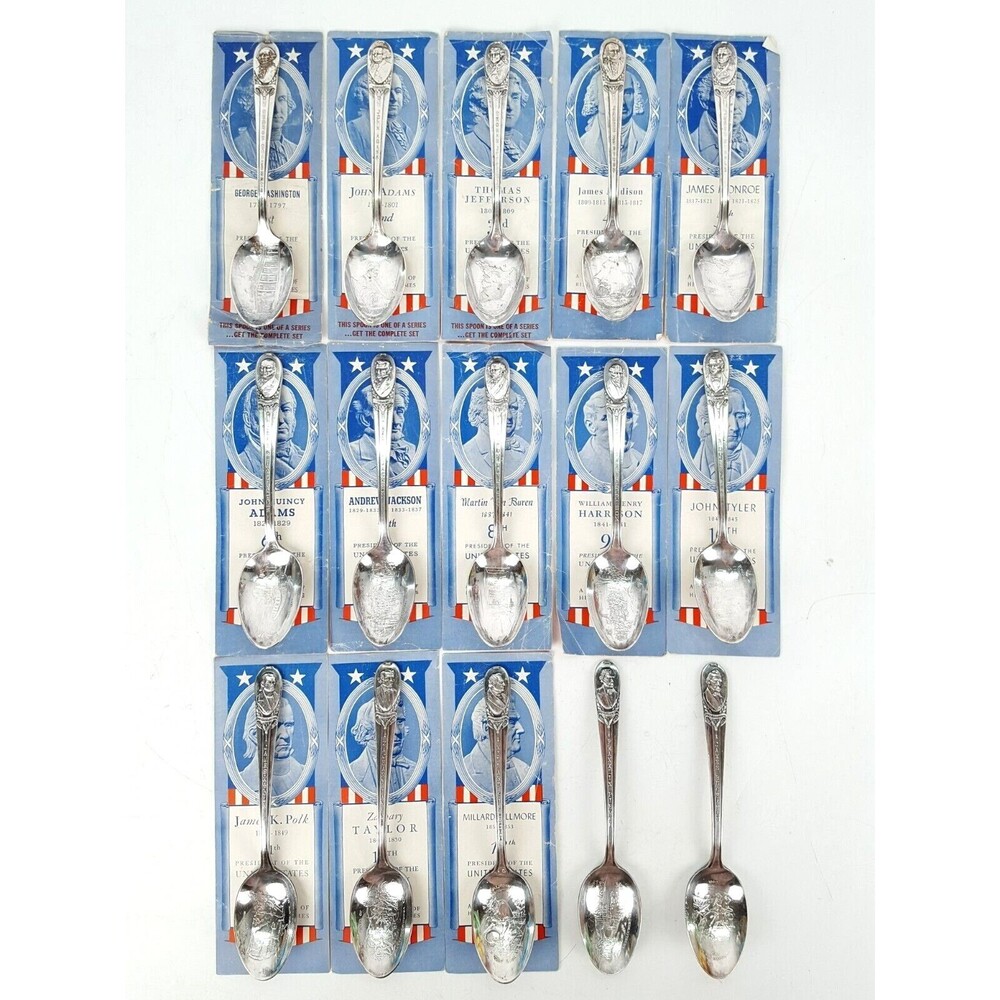 15 William Rogers Co. & International Silver, US presidents silver plated spoons